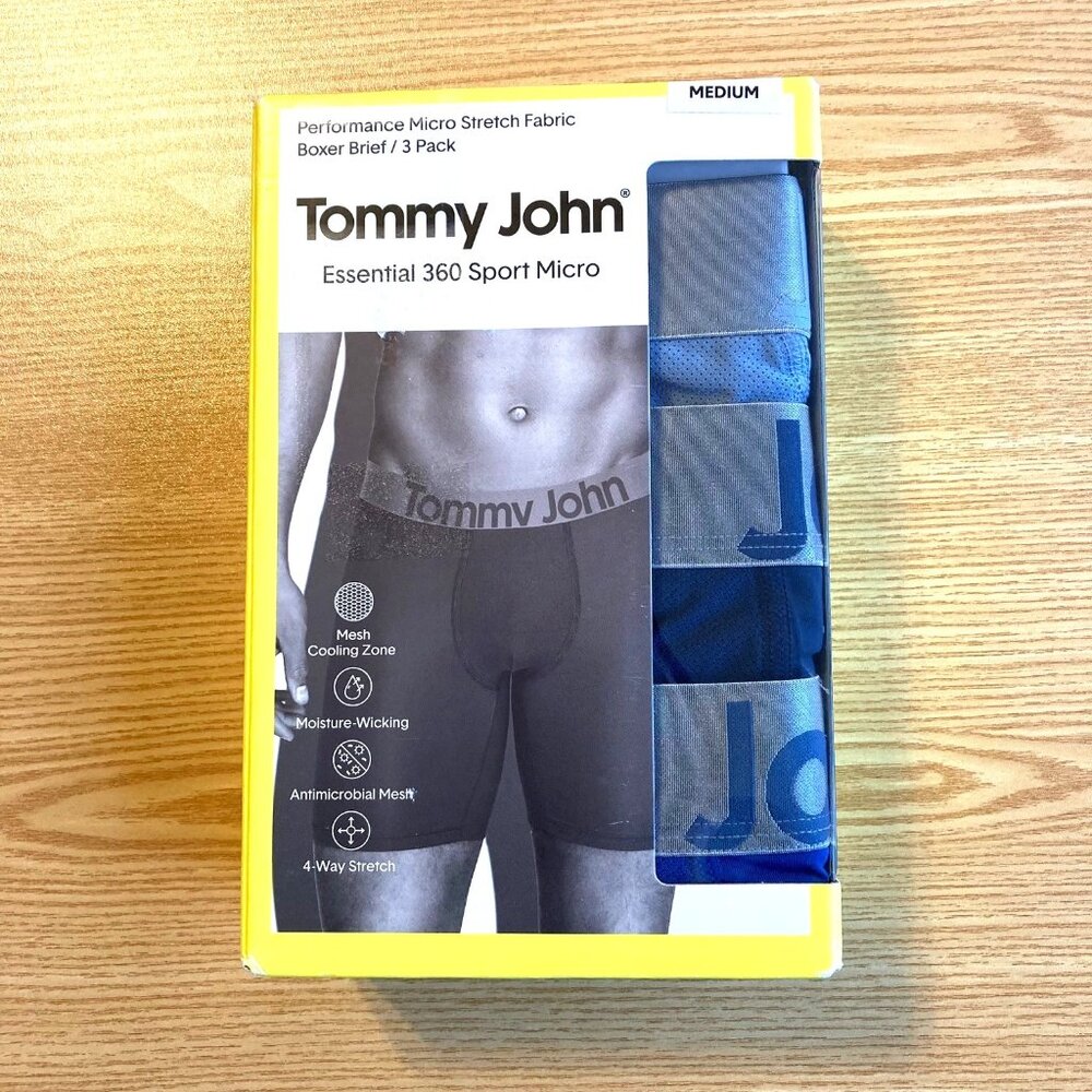Tommy John Essential 360 Sport Micro Boxer Brief 3 Pack Mens Medium M Blues NWT